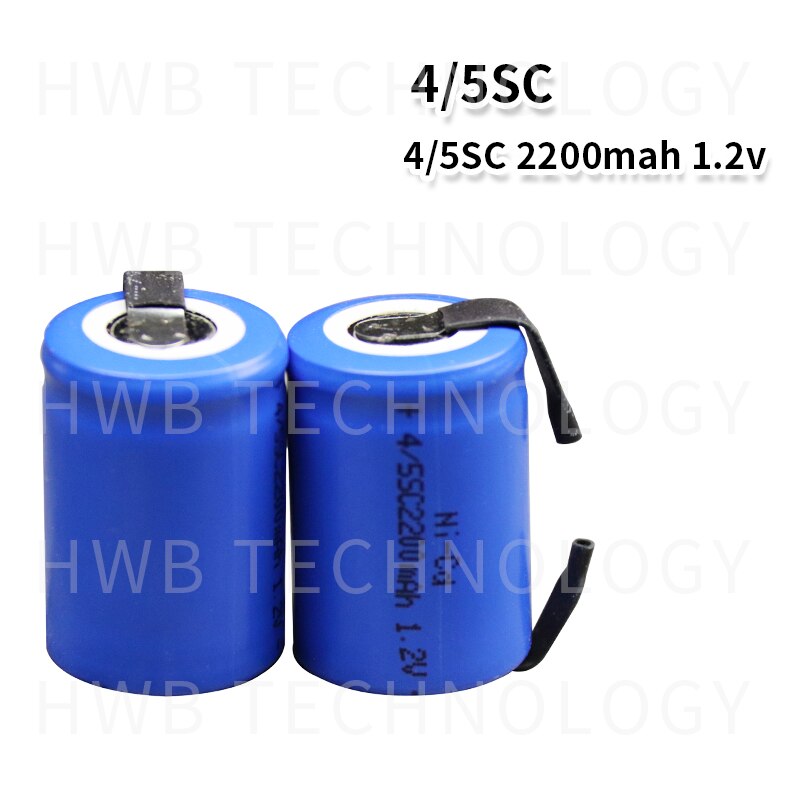 4X Ni-Cd 4/5 SubC Sub C 1.2V 2200mAh Rechargeable Battery with Tab - Blue Color