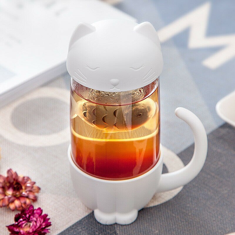 Mok theepot theezakjes voor thee & koffie filter theezeef kat hond theekopje grassen drinkgerei keukengereedschap