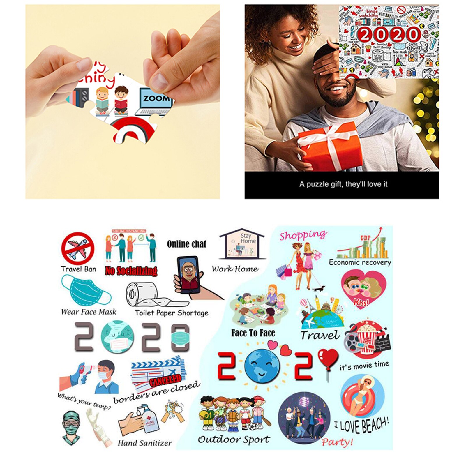 Memorial Jigsaw Puzzle, 1000pieces Classic Christmas Year Cardboard Puzzles Rememberable Year for Adults Kids: Style3