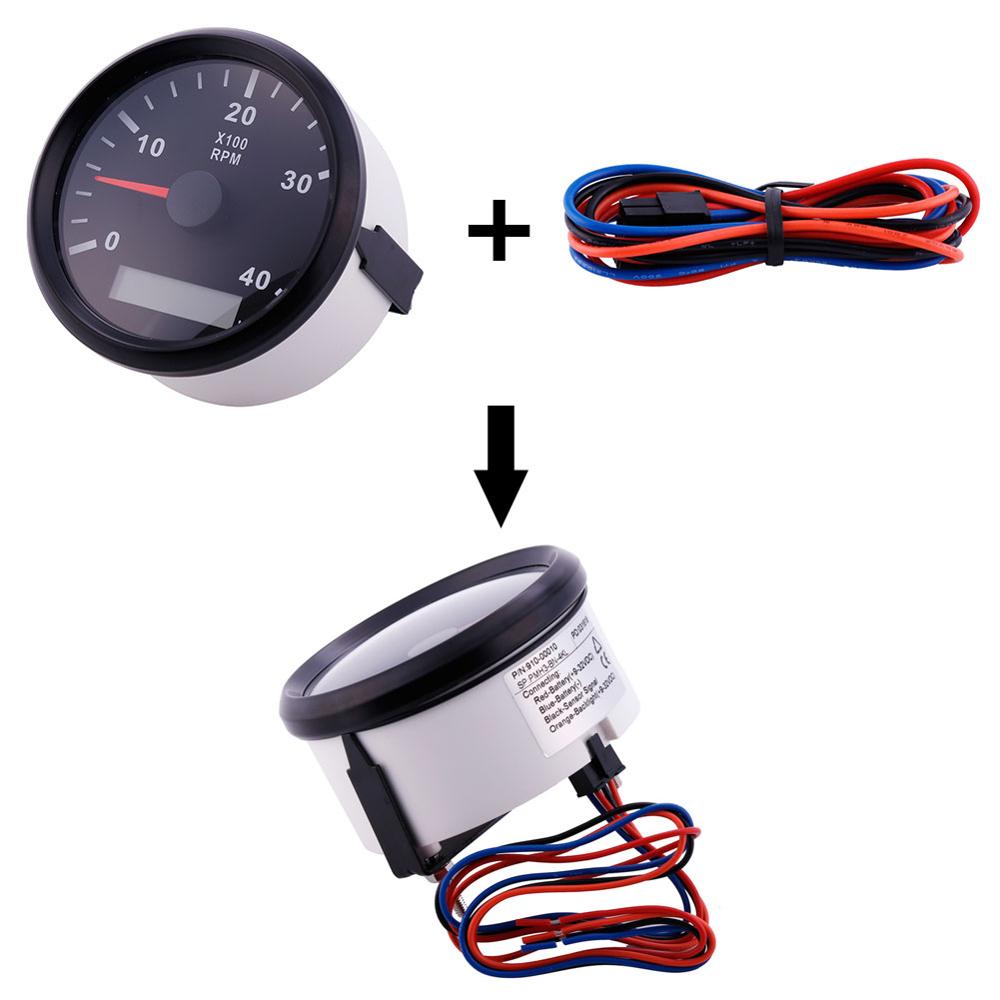 85mm 4000 rpm varvräknare med ledde digitala drifttidsmätare marina utombords dieselmotor motorgeneratorn tacho mätare mätaren 12v/24v