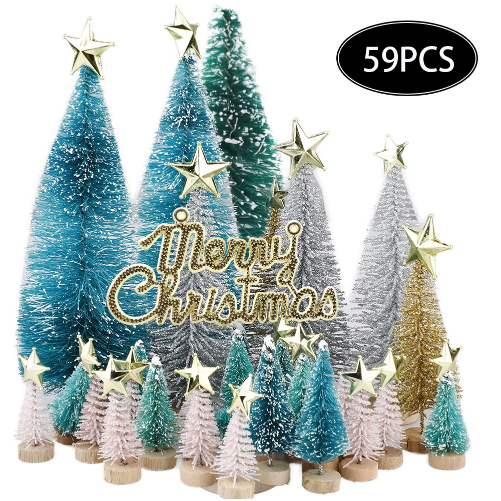 Mini arbre de noël coloré de 57 pièces | Faux pins, accessoire Photo de noël diy, décoration de Table pour fête de noël, décor de maison pour nouvel an: 57pcs colors