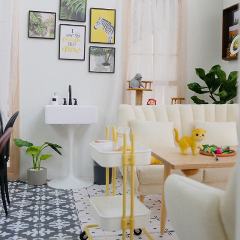1:6 Doll House Miniature Furniture Accessories Sink, Basin, Faucet Mini Model