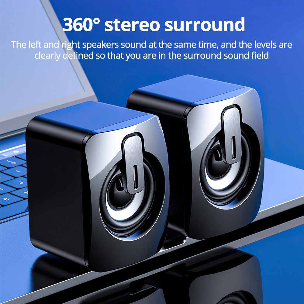 Computer Speaker 4D Surround Sound Mini Subwoofer Music Speaker for Laptop Notebook PC Phone Stereo Bluetooth Loudspeaker