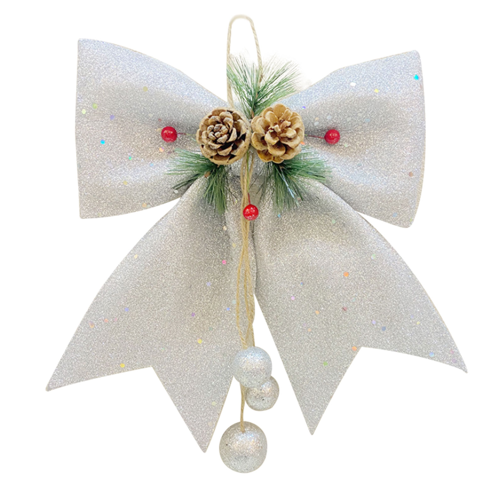 Albero di natale grande fiocco rosso nodo festa di capodanno decorazione di cerimonia nuziale decorazione 25*30cm ornamenti appesi scatola d'oro avvolgimento decorativo: Silver