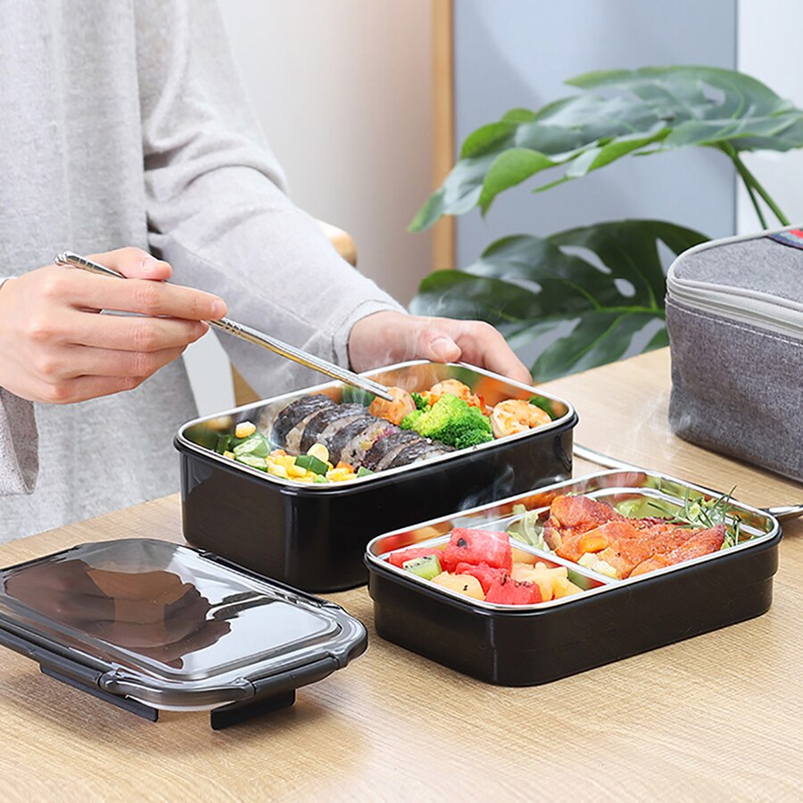 Two-layers Lunch Box For Work School Bento seal Box For Student Food Container Kitchen Storage 304 Stainless Steel Freshness