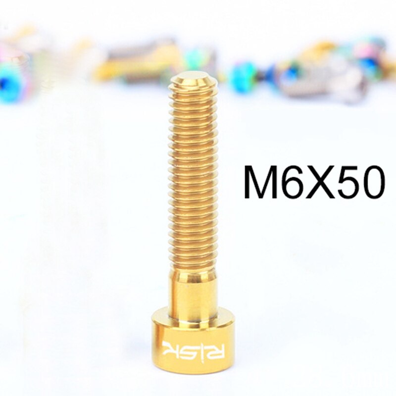 Risiko 1 stk  m6 x 30/35/40/50mm titan bolt for sykkel hodesett bolt 1 1/8 ti stamme hette bolt sykkel kolonne skrue sykkel hodesett deler: M650 gull