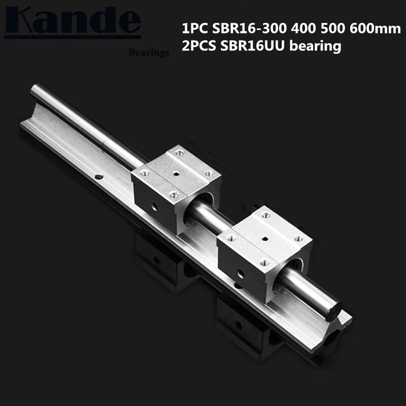 Trilho linear 16mm sbr16-300 400 500mm 1 pç guia linear sbr16 + 2 pçs blocos sbr16laptop para cnc