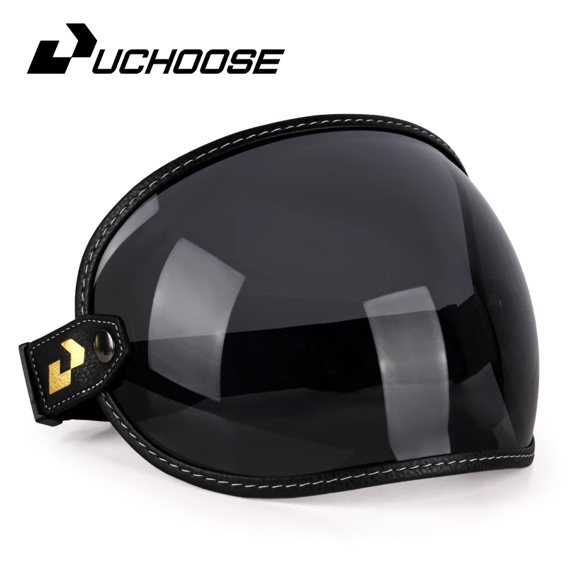 SOMAN – demi-casque de moto, rétro, visage ouvert, Vintage, bouclier à bulles, visière, lentille, lunettes de soleil, accessoires: Gris foncé