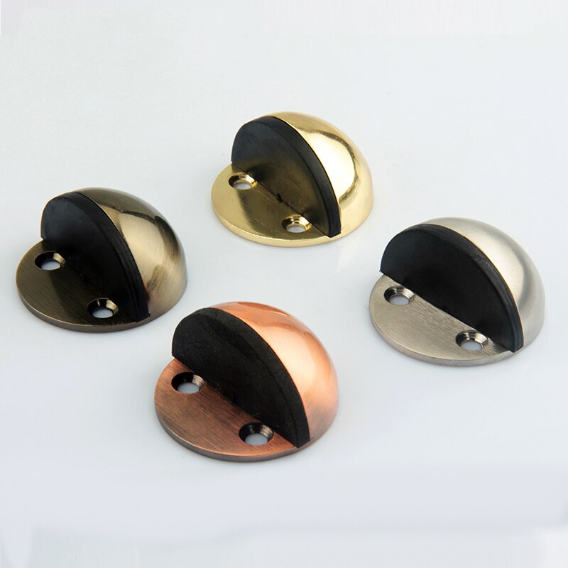 4Pcs Metal Oval Half Moon Door Stopper Wood Door Holder Floor-mounted Door Stops Rubber Interior Holder Home