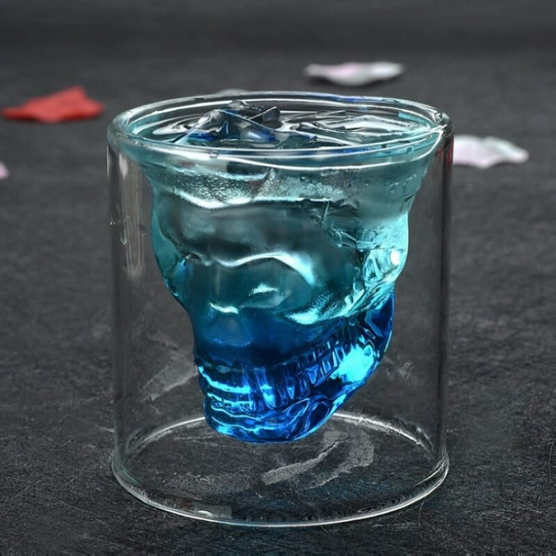 Kranium whiskyglas dobbeltbundet glaskop til vodka billige vinglas snapseglas ønskeglas teglas som