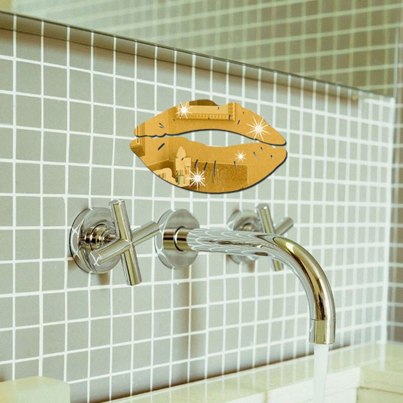 Akryl spejl dekorative klistermærker læber kys krystal 3d væg klistermærke vægoverføringsbillede boligindretning brusebad