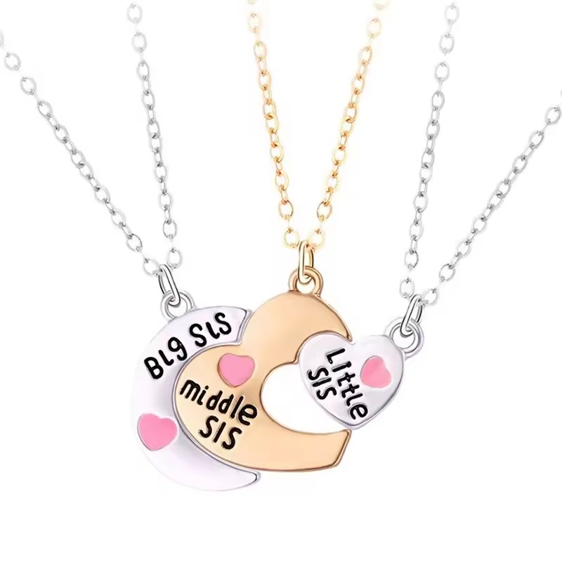 2/3 Uds. Collares de amistad para mujeres y niñas Kawaii mejores amigos mamá hija colgante cadena BFF accesorios de joyería 2025: Rojo óxido