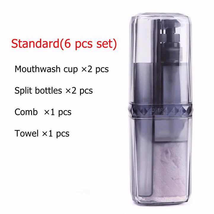 Taza de lavado de viaje, artículos de tocador de viaje portátil, pasta dental, cepillo de dientes, partición de caja de almacenamiento exterior, juegos de accesorios para baño: Standard-gray