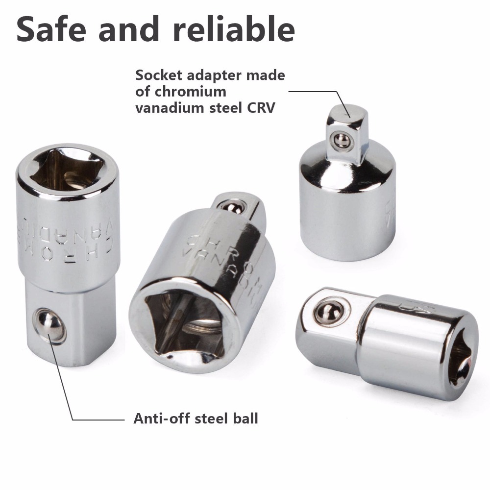 Power Hand Tools Sockets Adapter sets,3Pcs Power Extension Bit Set for Drill 1/4"3/8"1/2"+ Socket Adapter Set