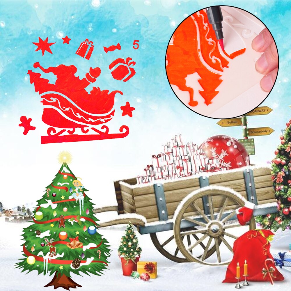 Plantillas de capas huecas para manualidades de Navidad, para pintura en pared, estampado, sello, grabador de relieve decorativo para tarjetas de papel, plantilla de flores