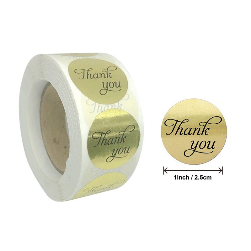 Golden Paper Label Stickers Gold Thank You Stickers Scrapbooking Handmade Business Packaging Seal Labels Stationery Sticker: C2.5CM