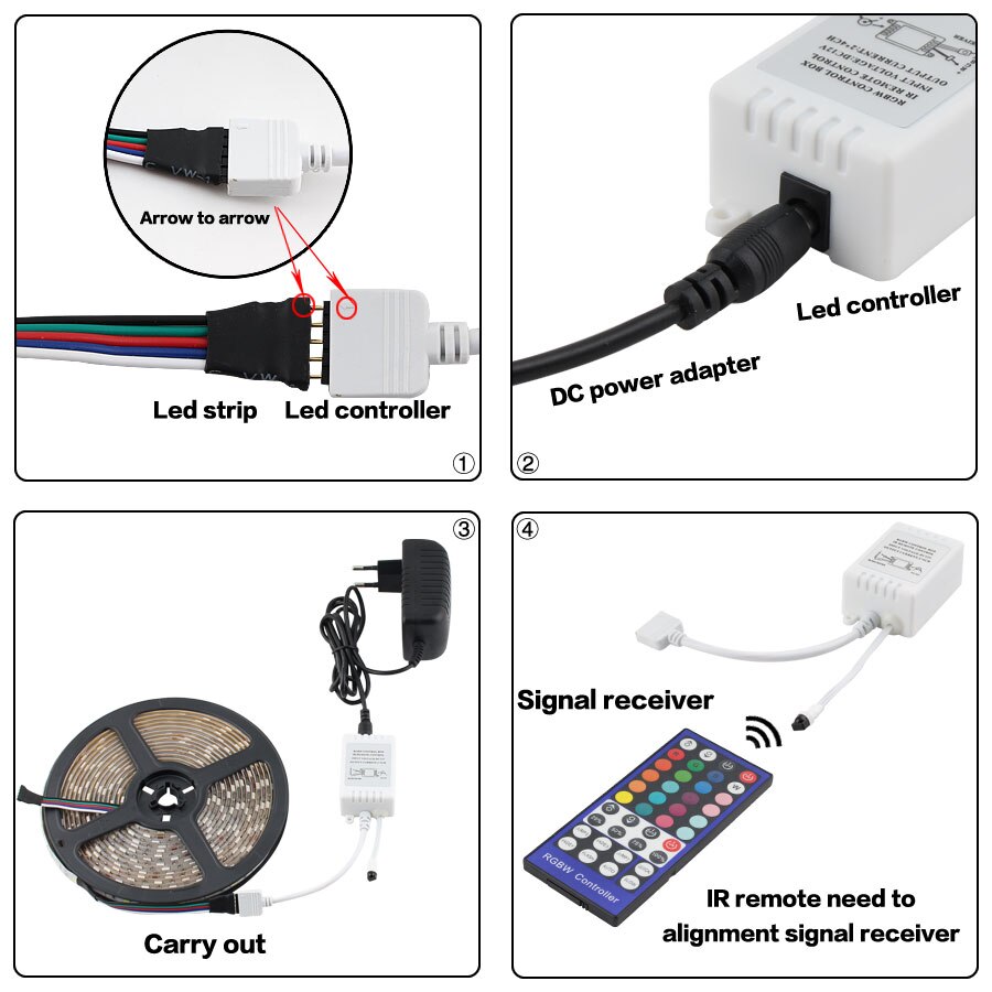 Rgbww Rgbw Led Strip Licht 12V Rgb 5050 5M 10M 60led/M 12V Led Strip rgbw Rgbww Licht Tape Waterdichte Ir Controller Volledige Set