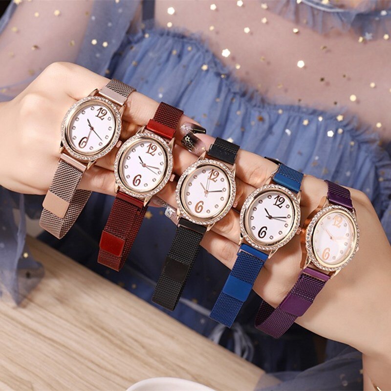 Horloge Vrouwen Luxe Diamond Quartz Horloges Voor Dames Magnetische Elegante Vrouwelijke Klok Eenvoudige Vrouwen Horloges Montre Femme
