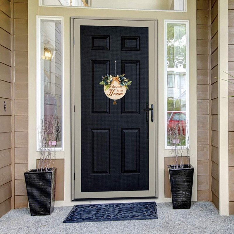 Welkom Teken Voor Voordeur Decor, Opknoping Teken Rustieke Houten Opknoping Teken Met Bel, outdoor Welkom Krans Voor Veranda, Een