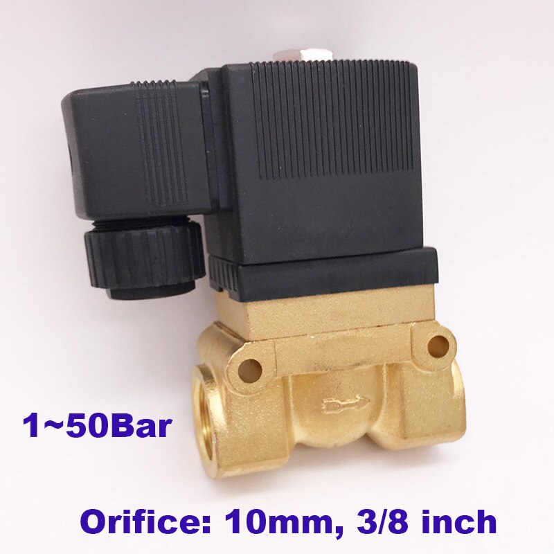 GOGO ATC 50bar high pressure high temperature solenoid valve 3/8 BSP 24V DC Orifice 10mm normal close 5404-03 pilot brass valve