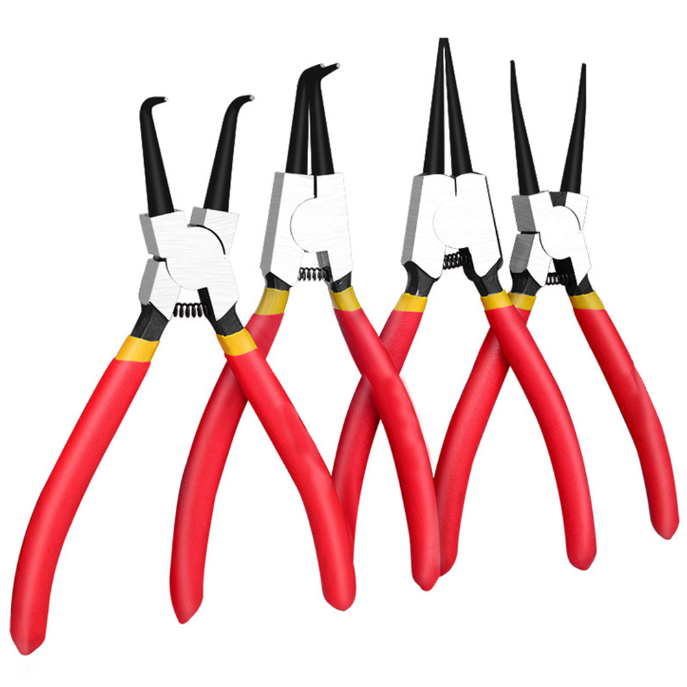 4-piece portable internal and external pliers fixed pliers multifunctional pliers set crimping tool straight and curved snapring