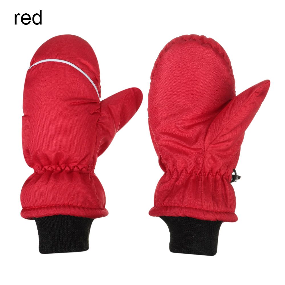 Guantes de esquí con dibujos animados para niños, manoplas de manga larga, resistentes al viento, impermeables, gruesos y cálidos para invierno, 2 a 6 años, 1 par: Red-1