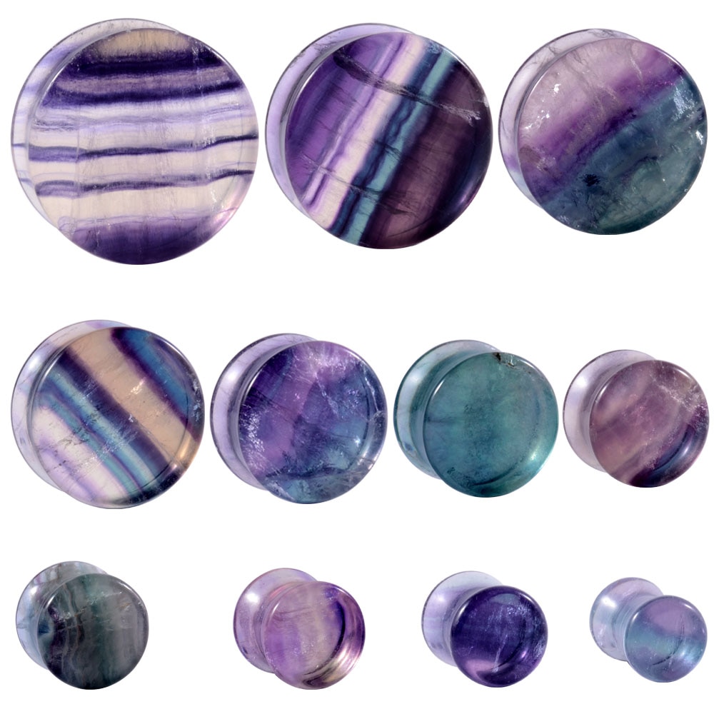 Chuanci 1 Paar Aurora Fluoriet Zadel Stone Ear Plug Expander Oor Gewichten Body Piercing Sieraden