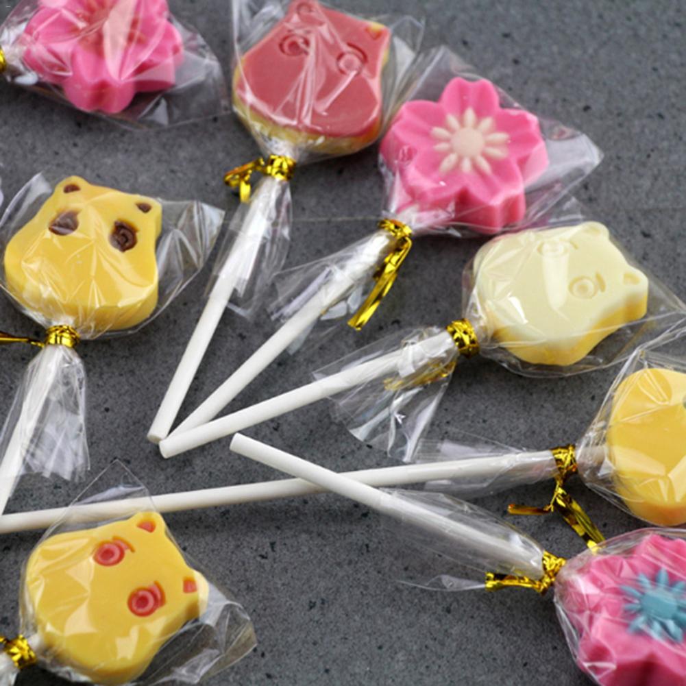 100 stks/set Kerst Tas Transparante Cake Pop Lollipop OPP Zak Bakken Chocolade Pop Tas Set Plastic Cake Tool