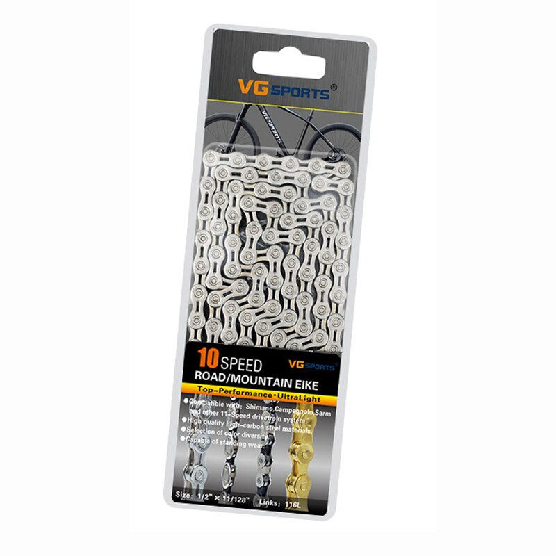 Vg sport 8-11 speed 116l fiets fietsketting mtb racefiets half/holle legering ultra lichte ketting vervanging voor 8/9/10/11 speed: 11s zilveren f holle