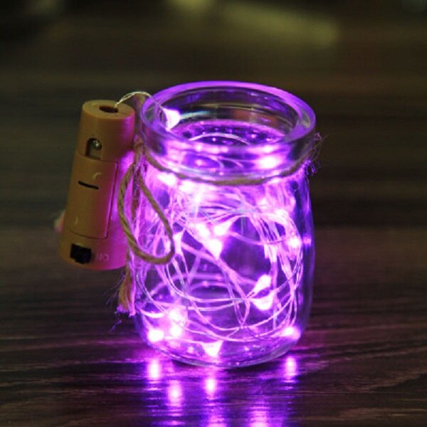Guirnalda LED de 2M, guirnaldas de luces de alambre de cobre para botella de vidrio artesanal, decoración para fiestas, bares, bodas, navidad o San Valentín: 2M Purple