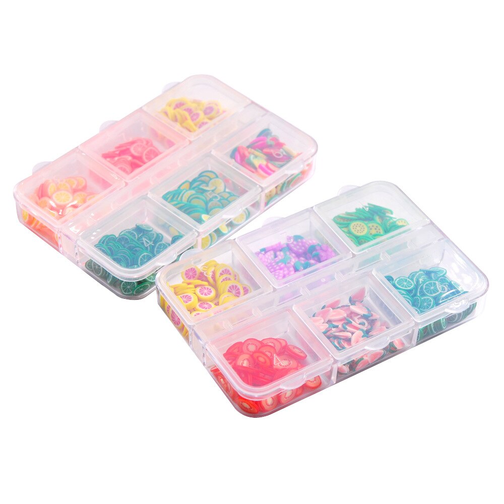 Mixed 3D Fruit Slices Sticker Polymer Clay DIY Designs Slice Lemon Nail Art Sliders Nails Art Decors Women Nail Tips Manicure