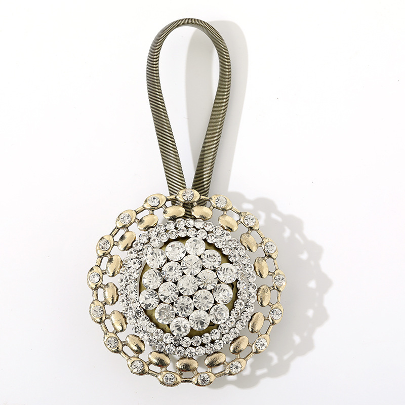 Bloemvormige magneetgordijn tieback ringen lente strass staaldraad magnetische gordijngesp clips raamhouder accessoires: Sky Blue