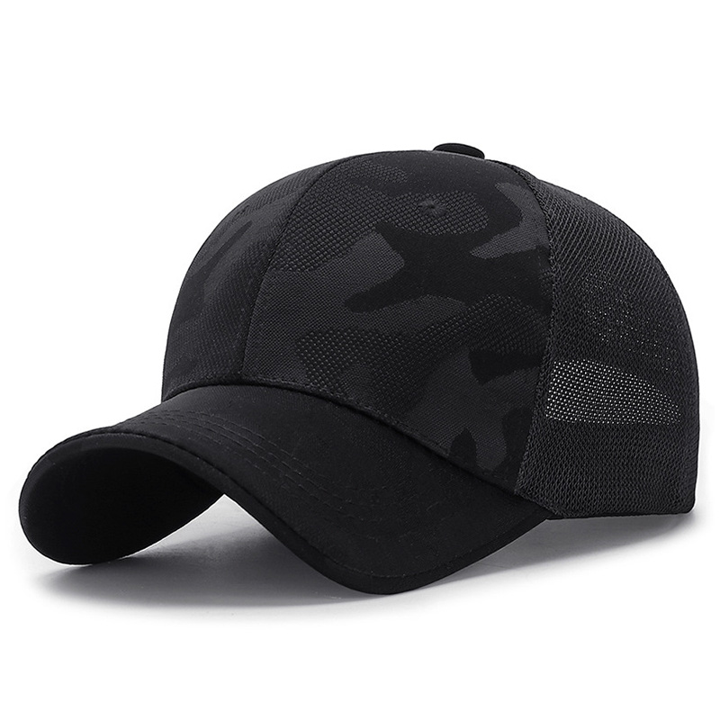 HSSEE-Sombrero de béisbol de malla para hombre, de algodón suave gorra de béisbol de , sombrero de pesca, senderismo, accesorios deportivos: Grid black