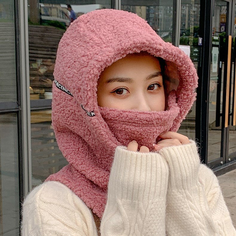 Female Fleece Hat Winter Korean Style Tide Plus Velvet Warm Earmuffs Wool Hats Woman Outdoor Cycling Cold Cap: 4