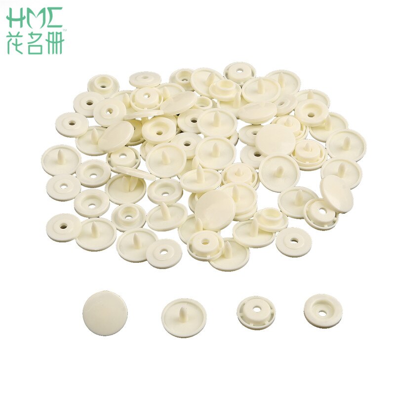 Lowest Price 50 Sets Baby Resin Snap Buttons T5 12mm Plastic Snaps Clothing Accessories Press Stud Fasteners Clips Scrapbooking: Ivory