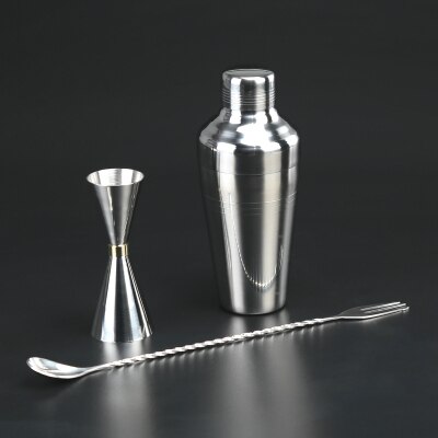 Cocktail Shaker Bar Set 3 Stuks Rvs Japanse Stijl Drie Sectie Baron Shaker Cocktail Bar Gereedschap: Silver Set