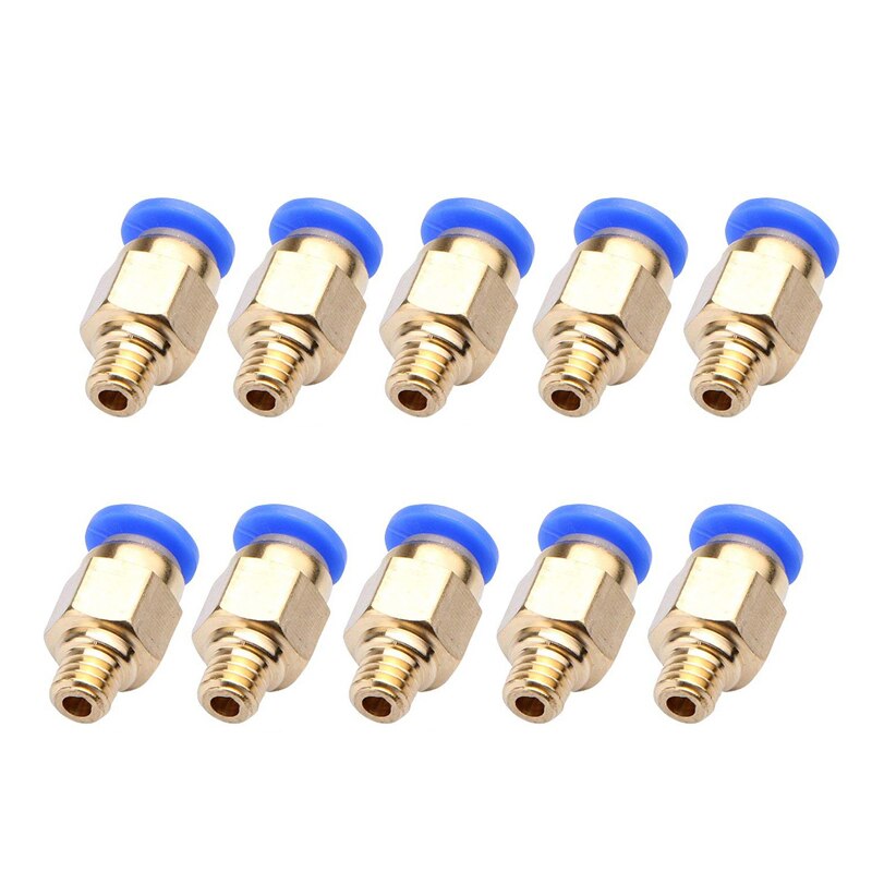 10pcs/lot PC4-M10 Pneumatic Connectors For 3D Printers Parts bowden Quick Jointer coupler 1.75/3mm Pipe PC4M6 fittings PTFE Tube: Type C