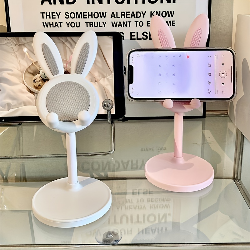 Stojak na telefon Cute Cartoon Bunny — regulowany i kompatybilny z iPhone, Kindle, IPad, Switch, tabletem i nie tylko!