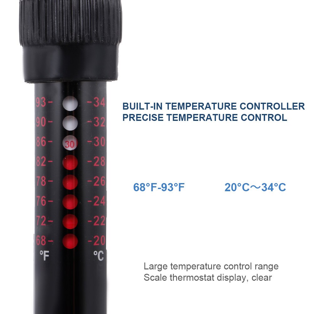 Akvarievärmare dränkbar automatisk termostatvärmare fisktank vattenvärmare 25-300w justerbar temperatur med sugkoppsvärmare