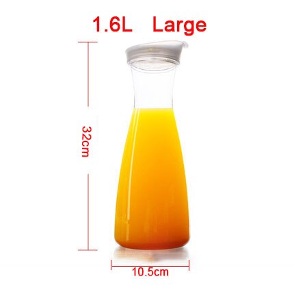 Plastic Water Kettle Carafes Plastic Water Container Storage Plastic Water Pitcher with Rubber Lids: 1600ML