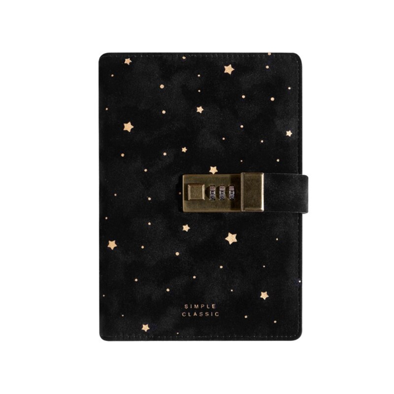 B6 Suede Travel Notebook with Combination Lock Password Star Agenda Diary Journal Notepad Business Stationery: Burgundy