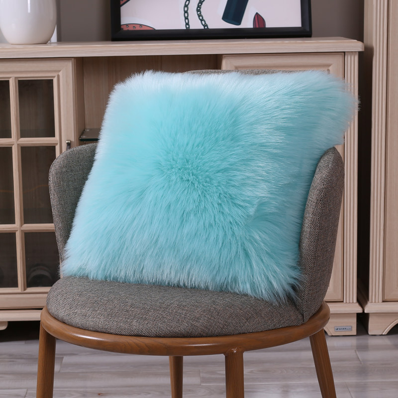 Faux Fur Fluffy Pluche Zachte Sofa Sierkussen Cover Kussen Case Solid Home Decor Woonkamer Slaapkamer: Sky Blue