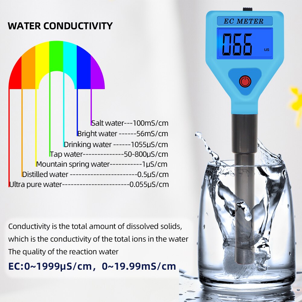 Digital EC Meter Tester Water Monitor EC-98303 Water Analyzer LCD Display for Pools Drinking Water Aquariums 40%off
