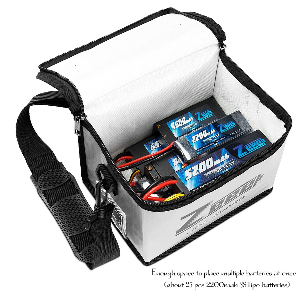 Zeee Lipo Battery Safe Bag 215*145*165mm Fireproof Explosionproof Bag RC Lipo Battery Guard Safe Portable Storage Handbag