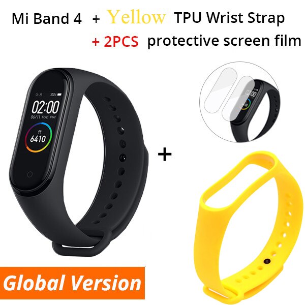 Originale Xiao mi mi fascia 4 Globale versione Di Smart braccialetto 3 Di colore schermo AMOLED mi FASCIA 4 Fitness Traker Bluetooth smartband: GL n Yellow Strap