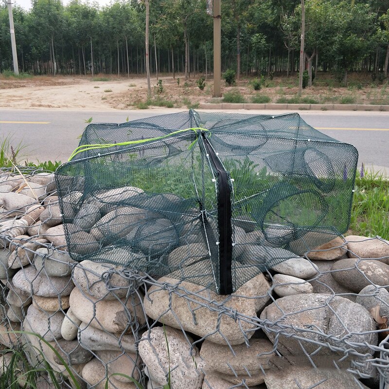 Foldet sekskant 6 skrog fiske reker automatisk felle fiskenett fisk reker ørekyte krabbe agn kastet netting felle  b082