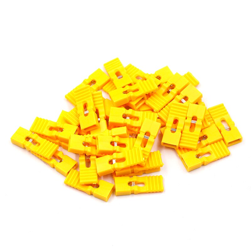50pcs pas de cavalier capuchon court et têtes et boîtiers de fil 2.54MM SHUNT noir jaune blanc vert rouge bleu: Long-Yellow