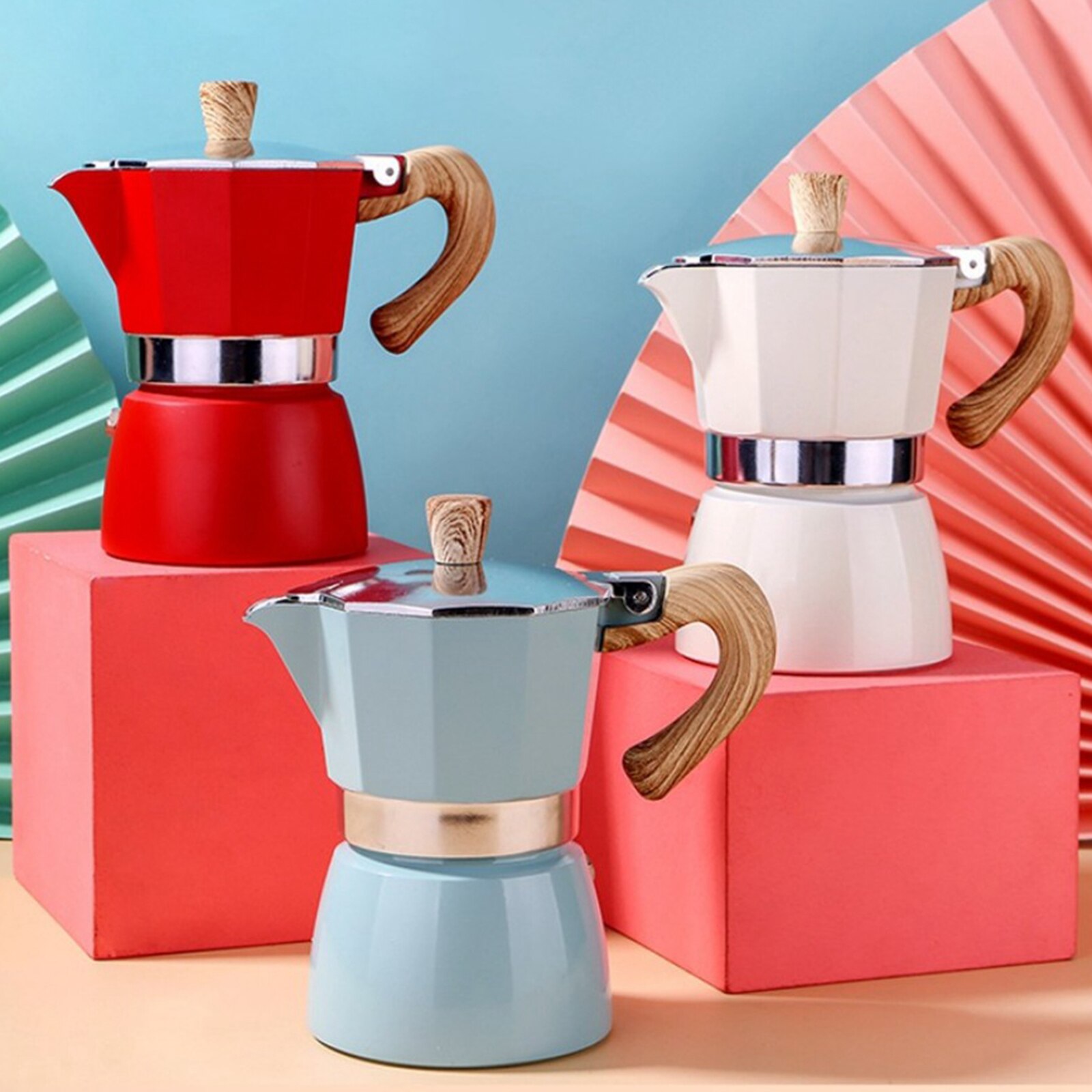 Mocha Coffee Maker Portable Aluminum Percolator Home Office Mocha Pot Durable