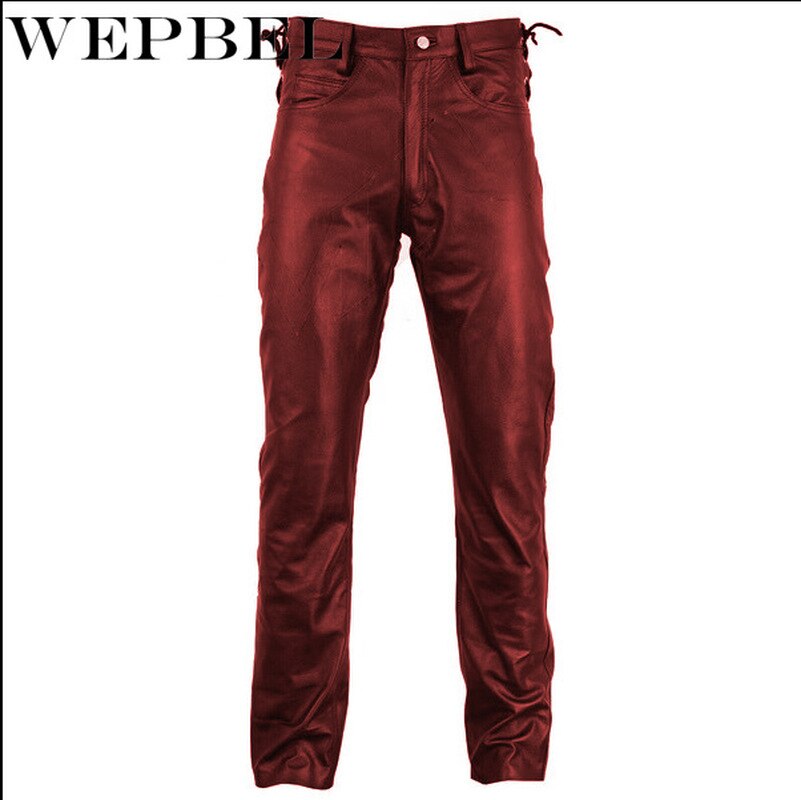 Wepbel herre goth steampunk pu skinnbukse motorsykkel stein rull slank legging bukser vår høst varme lange bukser pluss str.
