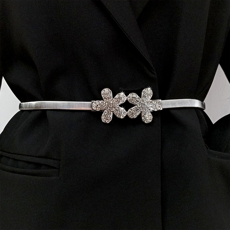 Elastische gouden kettingriem voor dames, punkstijl ,  y2k zilveren metalen strass-riemen voor vrouwen, luxe gouden tailleband
